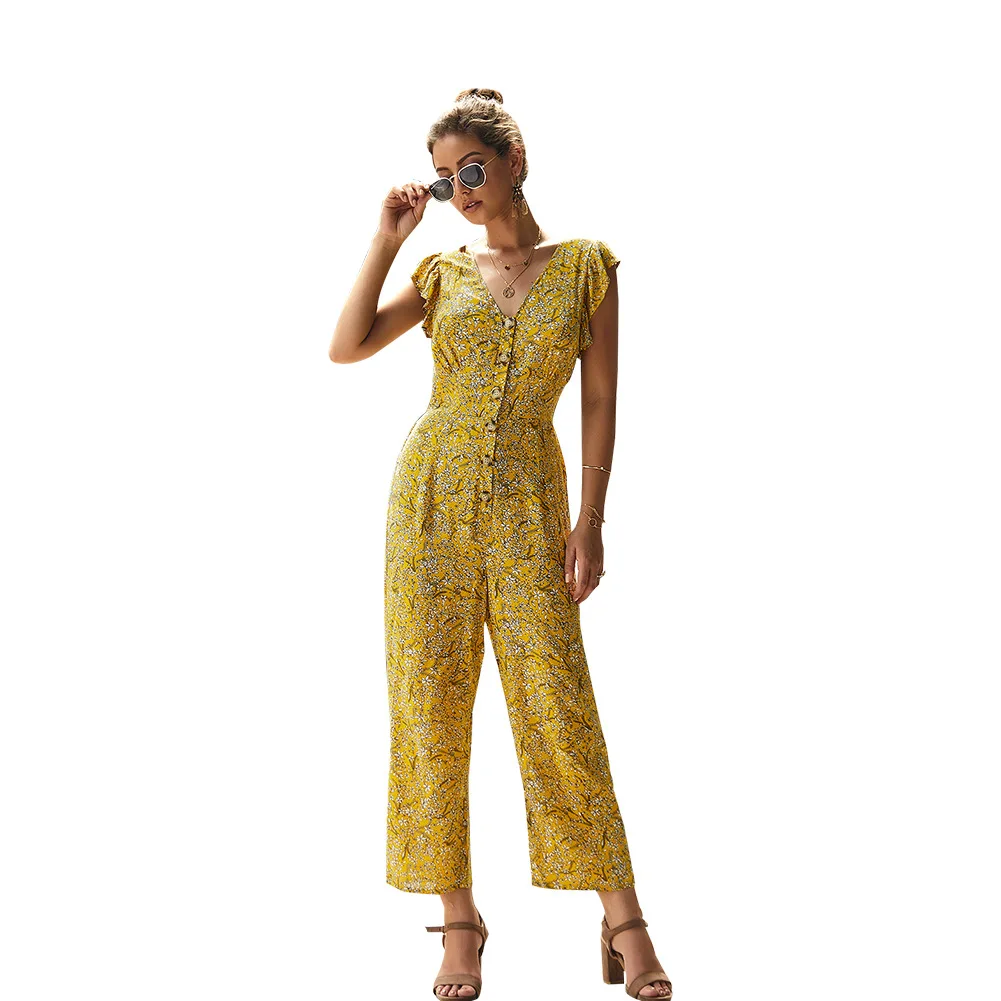 

Rompers Womens Jumpsuit Summer Floral Casual 2019 Chiffon Bodysuit