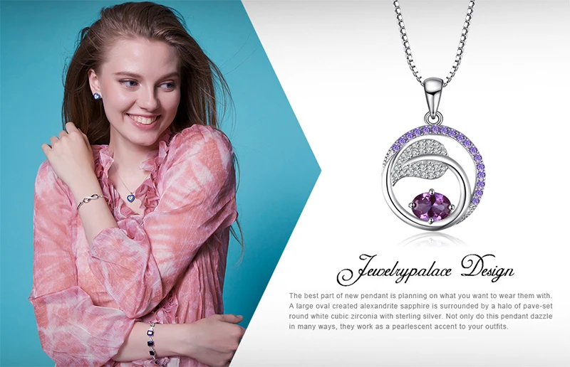 Leaf 1.4Ct Created Alexandrite Sapphire Pendants 925 Sterling Silver Pendants Necklaces Without Chain Jewelry