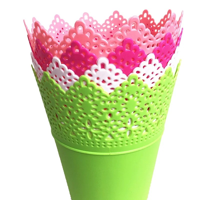 New High Grade Floral Hollow Design Flower Vase Solid Color Decorative