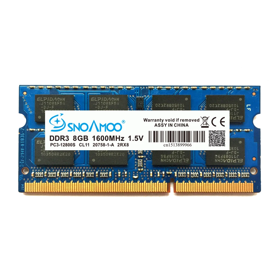 SNOAMOO DDR3 8 Гб 1333/1600 МГц оперативная память Тетрадь памяти PC3 10600S 204 Pin 1 5 V 2Rx8 SO DIMM