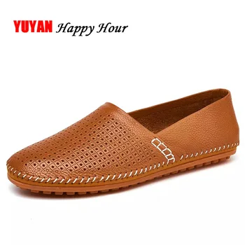

New 2019 Spring Summer Shoes Men Genuine Leather Loafers Breathable Men's Casual Shoes Male Brand Shoes K176