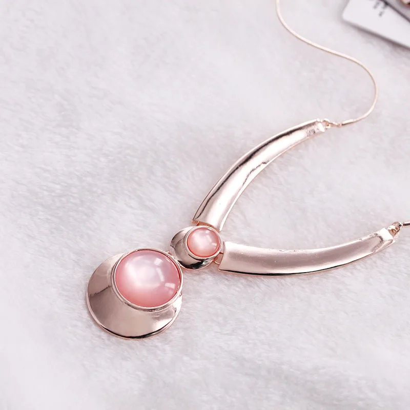 BigBing модная Ювелирные изделия золотой розовый кристалл ожерелье, серьги-пуссеты комплект ювелирных изделий высокого качества M099