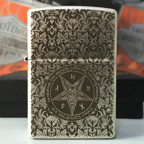 

Windproof lighter kerosene ancient silver 121 fb paean to face carved wind
