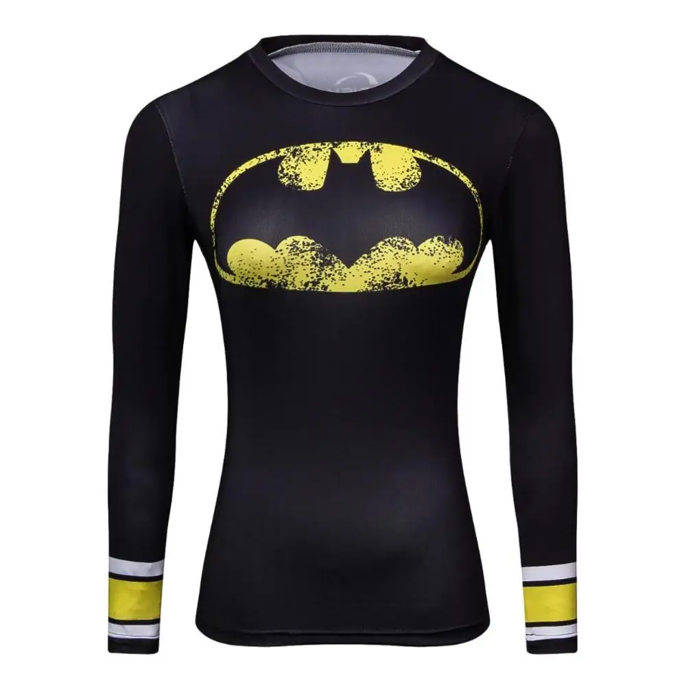 Весенняя брендовая футболка Женская 3D чудесный Супермен/Бэтмен с длинным рукавом женская футболка обтягивающие колготки чудо-женщина одежда для фитнеса - Цвет: 6
