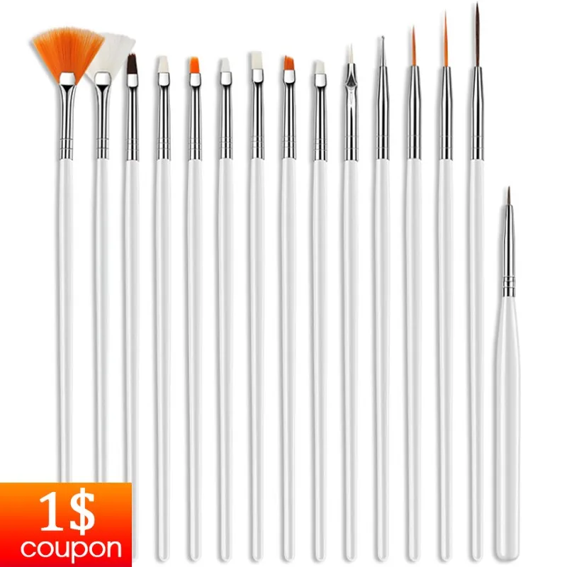  YBLNTEK 15PCS Manicure Brushes Nail Brush for Manicure Professional UV Gel Acrylic Brushes for Mani