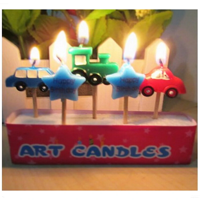 5pcs/set Mini Car decorative candles Birthday candles for cake