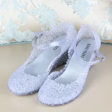 Summer Women Wedge Jelly Beach Shoes Female Nest Sandals Flower Fretwork High Heels Glass Slipper Sandalias Mujer NX142