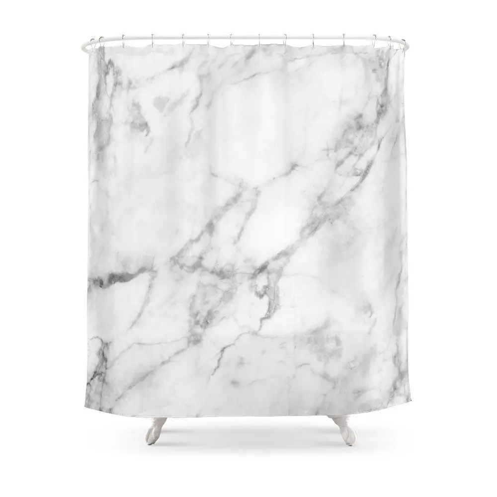 

MARBLE Shower Curtain Fabric with 12 Hooks Waterproof and Mildewproof