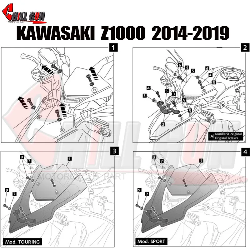 Мотоцикл ветровое стекло Viser козырек лобовое стекло дефлектор ветра для Kawasaki Z1000 Z-1000 Z 1000