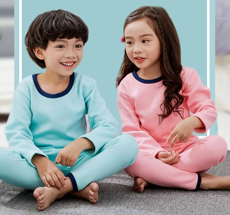 3 10Y Cotton Thick Kids Long Johns Children Thermal Underwear Home Wear