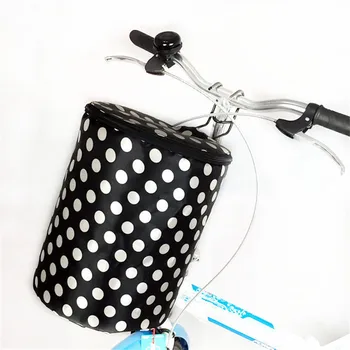 

Thickened folding bicycle basket waterproof canvas with cover before and after car hanging dumplings basket Bicycle Accessories