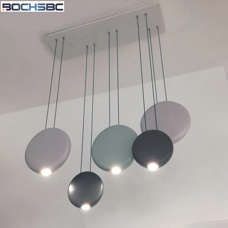 

BOCHSBC Nordic Round Bar Pendant Lights Modern Moon Shape Hanging Lamps For Bedroom Living Room Simple Suspension LED Lampara