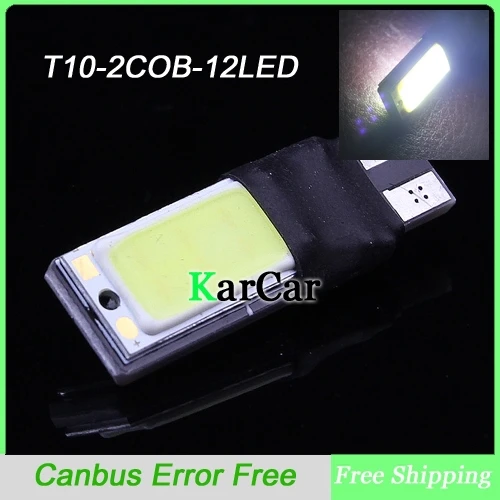 

New 2PCS/Lot T10 912 194 Canbus No Error 2 COB 12 Chip LED Clearance Lights, W5W 168 Door Lamp 161 921 Luggage Compartment Bulb