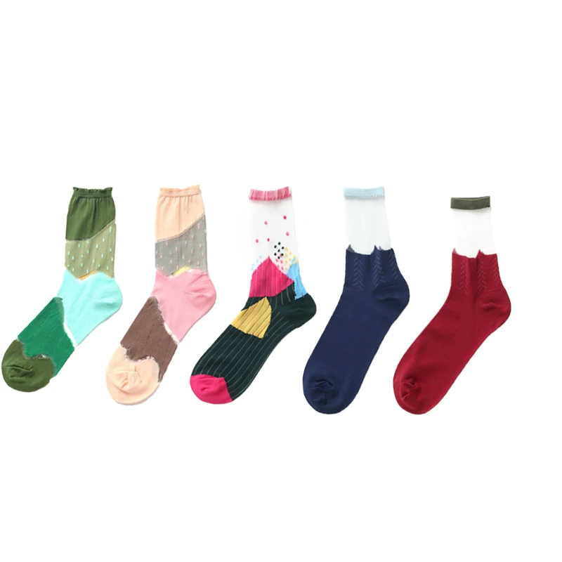 

SP&CITY Original Design Contrast Color Summer Hollow Out Short Socks Women Thin Cute Harajuku Lace Art Socks Unique Ankle Socks