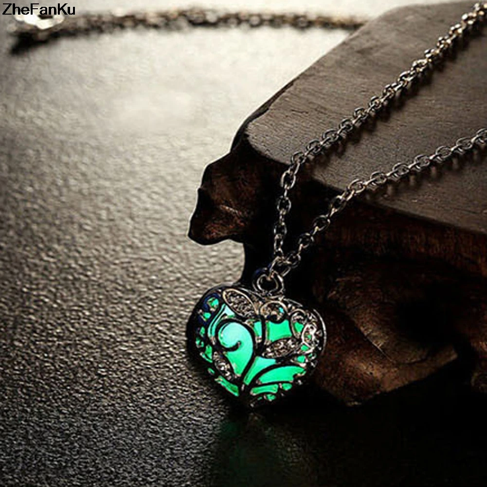 Fashion Silver Color Chain Statement Necklace Glowing In Dark Jewelry