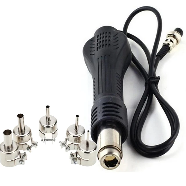 Heat Gun Handle + Five nozzle Hot Air Desoldering Gun Rework Soldering Station Hot Air Gun For YOUYUE/UYUE 858D+ 8586