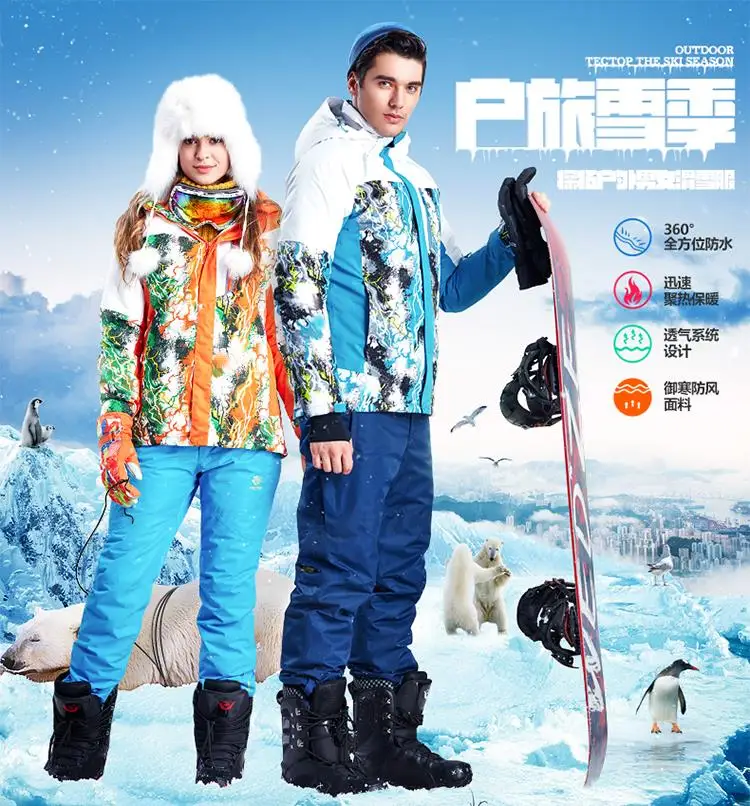 Зимняя теплая водонепроницаемая Лыжная и сноубордическая одежда, Женская лыжная куртка для сноуборда, женская зимняя одежда