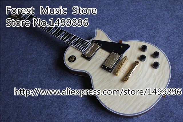 Cheap China Custom Shop Quilted 22 Frets LP Custom Electric Guitars with Gold Hardware Left Handed Available
