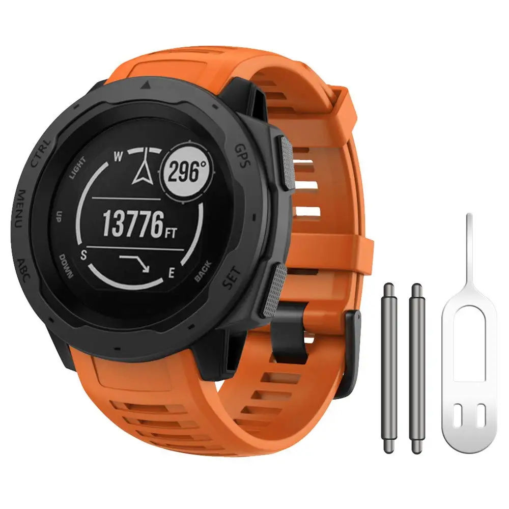 GXV мягкий силиконовый сменный ремешок для часов Quick Release ремешок для Garmin Instinct с адаптером инструменты - Цвет: Orange