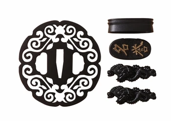 

LYUESWORD HIGH QUALITY JAPANESE SAMURAI KATANA SWORD FITTINGS IRON TSUBA FUCHI KASHIRA MENUKI BLACK METAL ORNAMENTS