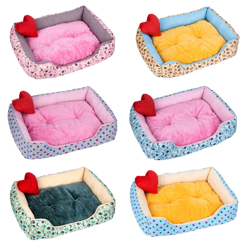 HEYPET квадратная плюшевая кровать для кошек домик для домашних животных мягкий коврик для кошек конфет кровать для собак для маленьких собак кошки пещера зимние теплые товары для кошек с подушкой