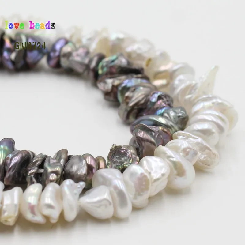 Online Natürliche 8 10mm Weiß Schwarz Süßwasser Perle Unregelmäßige Perlen für Armbänder Halskette DIY Schmuck Machen 15   Strand