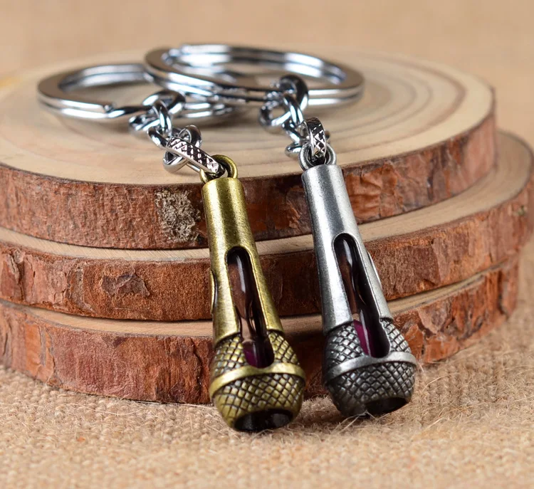 FREE SHIPPING BY DHL 100pcs/lot Novelty Mini Microphone Keychains 3D