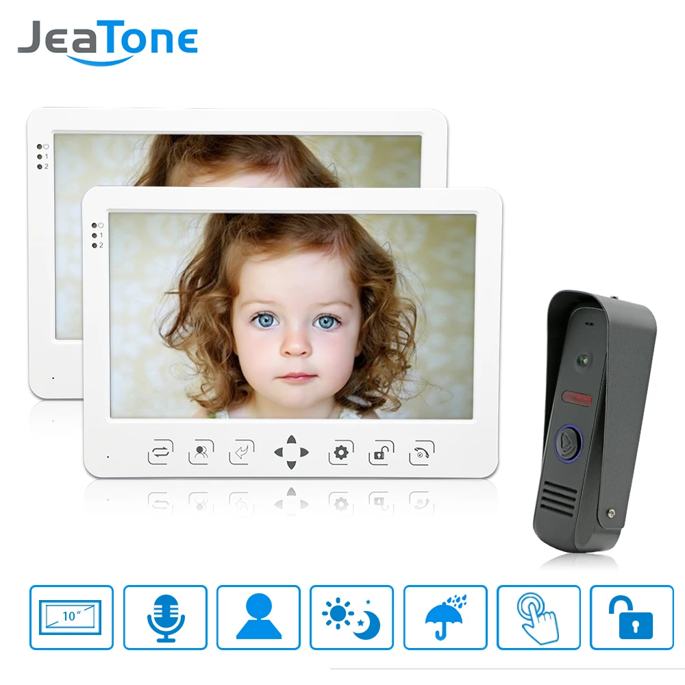 Проводной видеодомофон JeaTone система внутренней связи 10 ''TFT LCD монитор