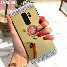 

For Samsung Galaxy A3 A5 A7 J3 J5 J7 2017 A8 J4 J6 2018 S10 S9 S8 Plus S10E Note 9 8 Diamond Ring Stand Holder Phone Mirror Case