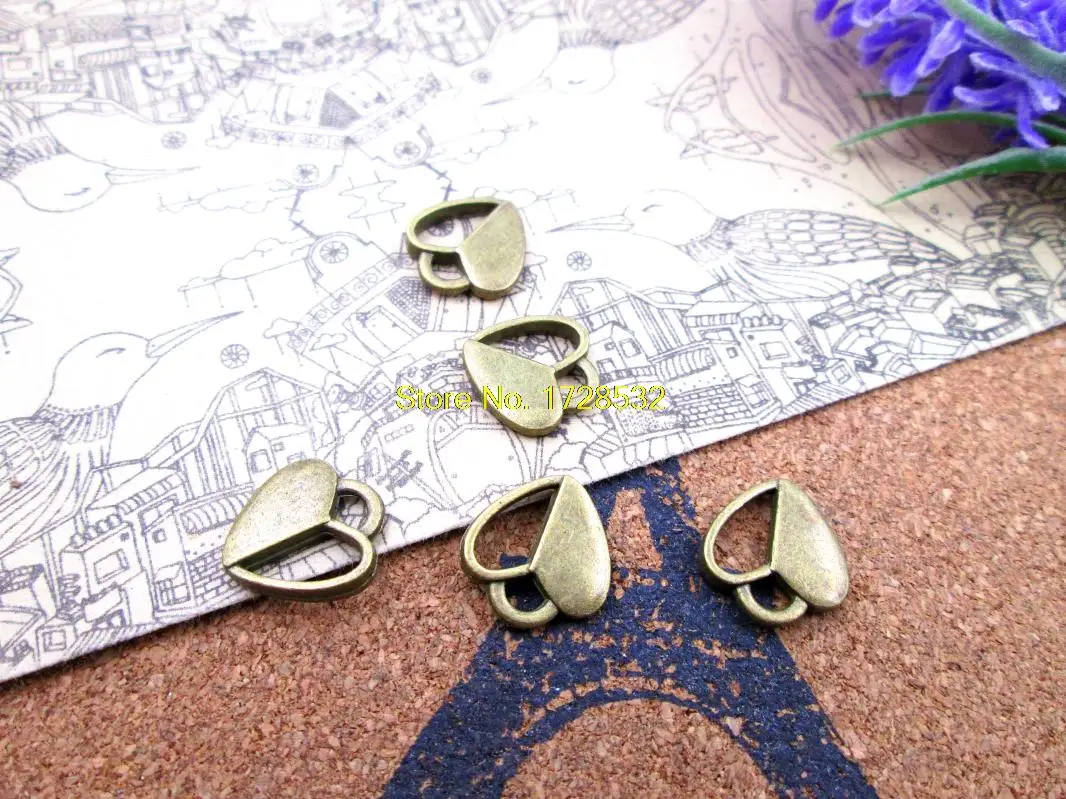 

30pcs heart charm, bronze tone hollow heart charm pendant 13x13mm