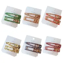 2 шт./компл. Корейская прозрачная цветная ацетатная заколка для волос для женщин блестящая Оловянная фольга блестки шпильки в форме утконоса полые геометрические заколки