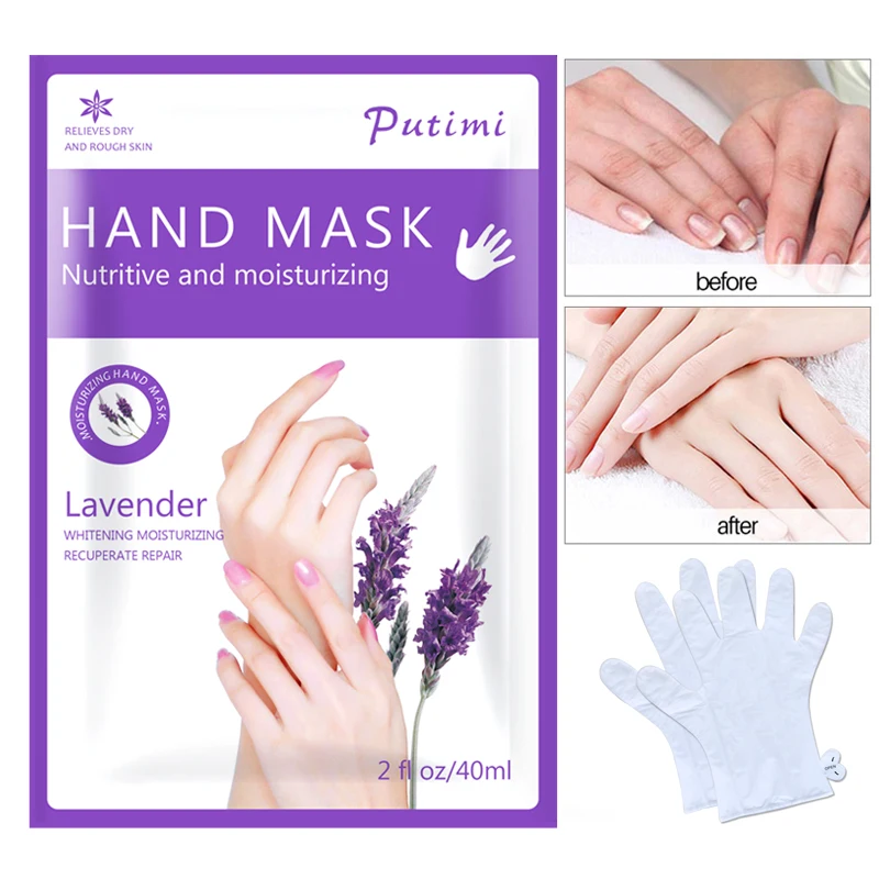 

4pcs=2pair Lavender Moisturizing Hand Mask Paraffin Wax Exfoliating Mask for Remove Dead Skin Hand Skin Anti-Drying Spa Gloves