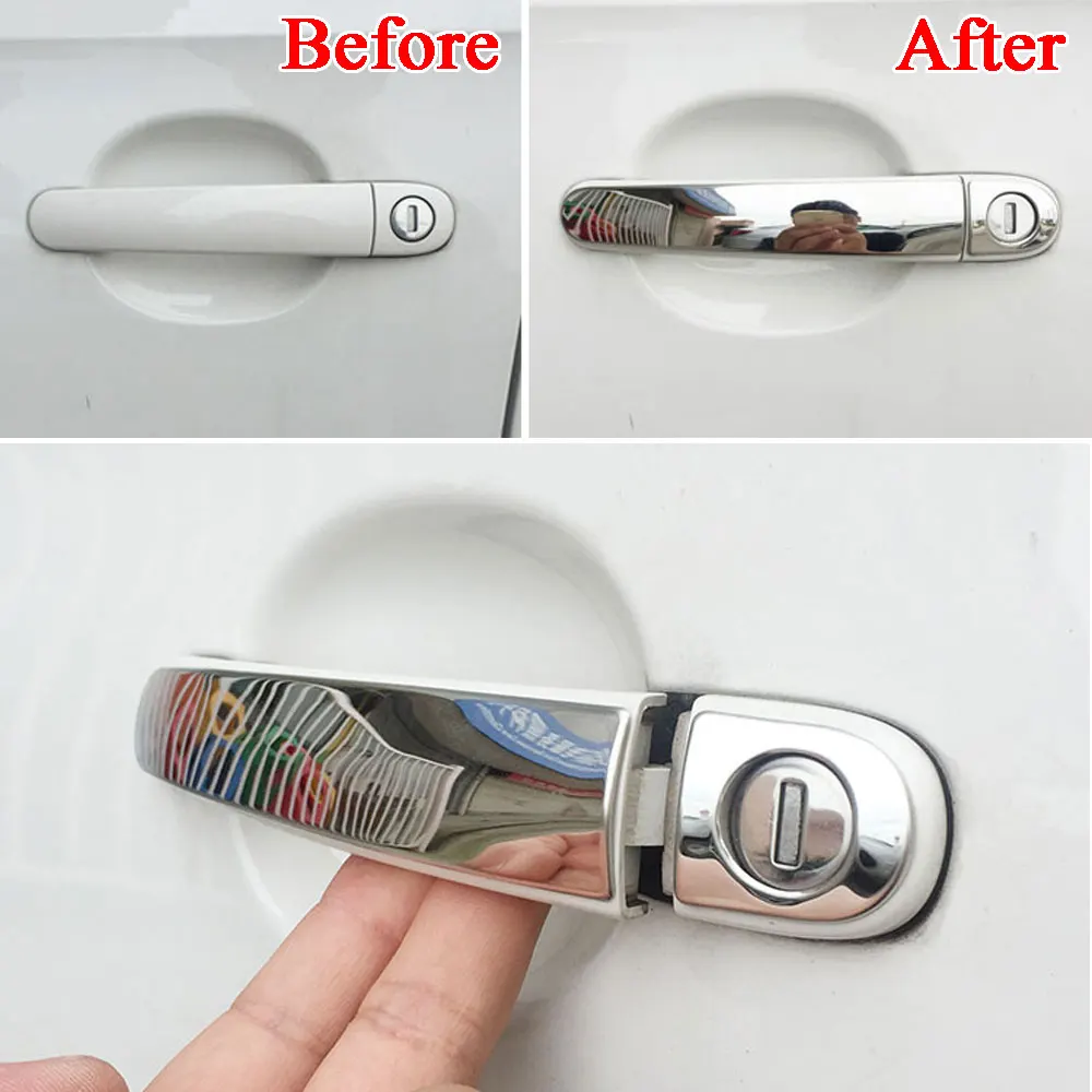  Car Exterior Stylings Chrome Door Handle Cover Trim for  Skoda Octavia Fabia Superb VW Passat B5 Golf MK4 Jetta Audi Accessorie