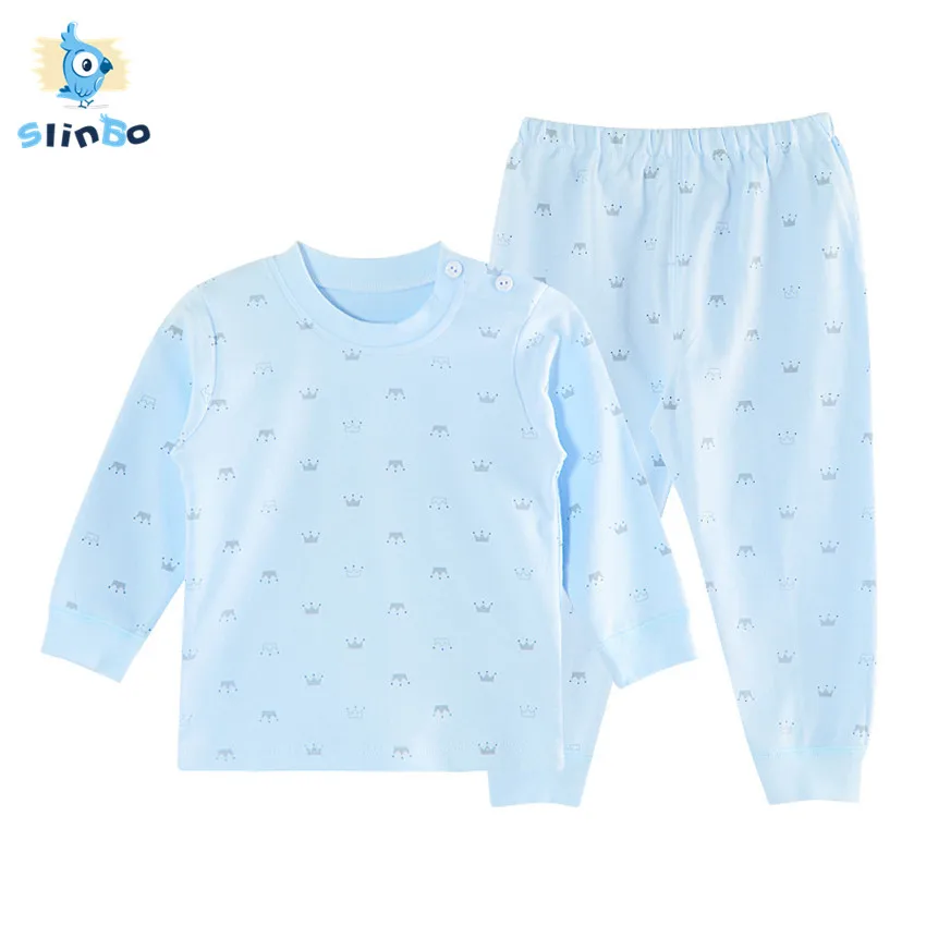 J& E/брендовые комплекты термобелья из хлопка для малышей осенне-зимняя одежда для новорожденных мальчиков и девочек 0-24 месяцев, V053 - Цвет: Blue