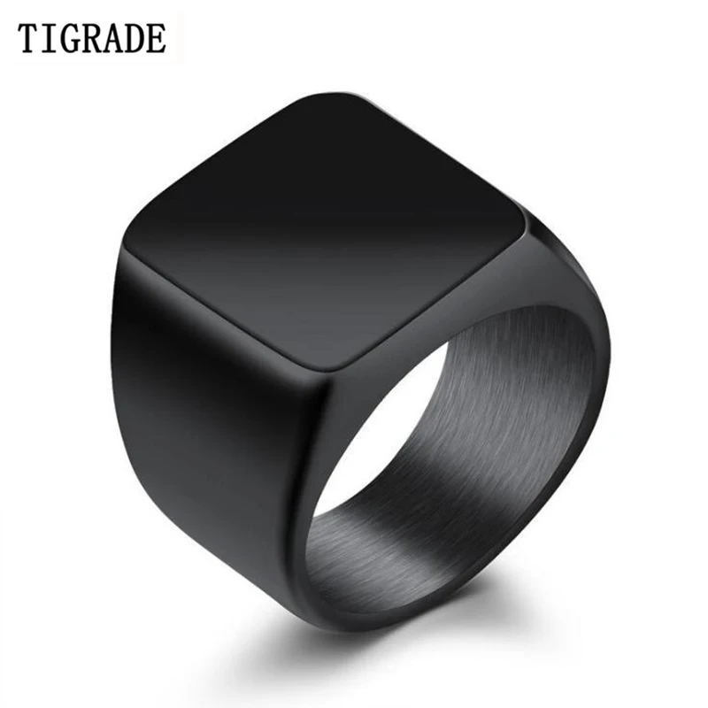 

Tigrade Men Titanium Ring Brief Design Fashion 316L Stainless Steel Punk Black Ring Wedding Engagement Ring Maio Collares de muj