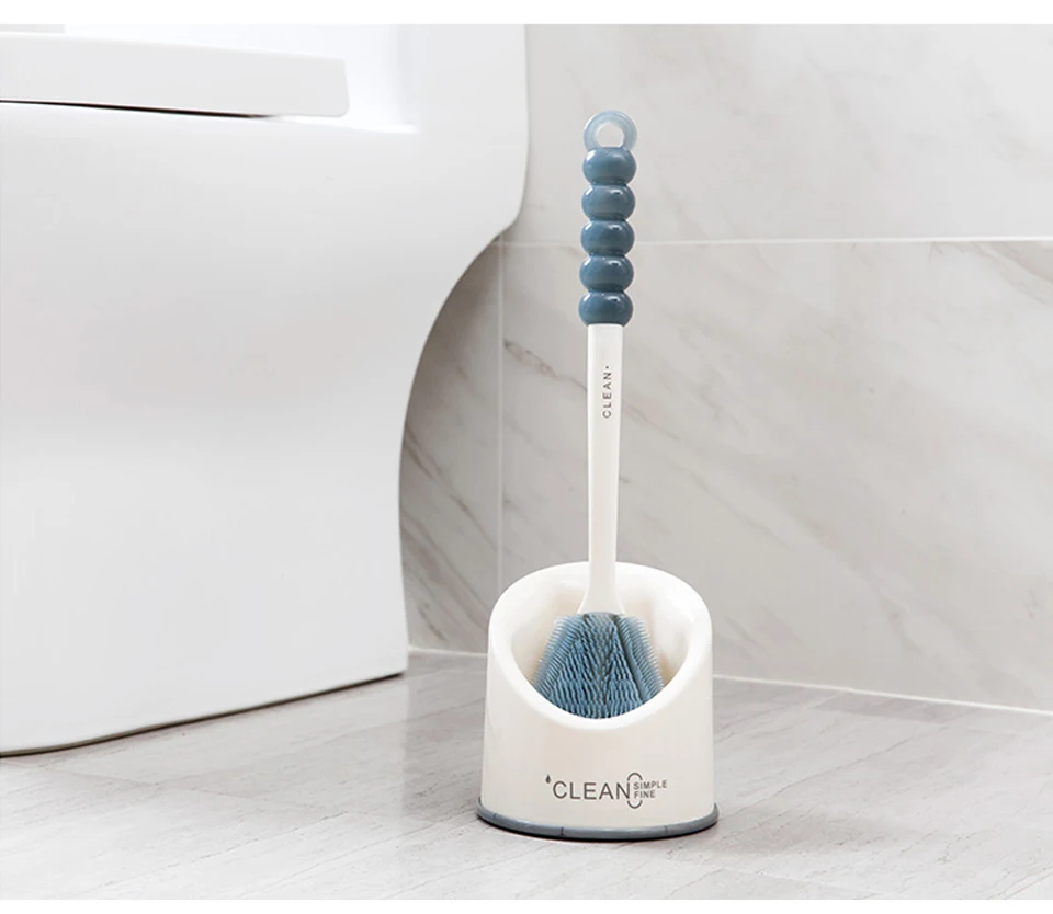 Portable Toilet Brush Toilet Cleaning Brush Holder Scrubber Curved Clean Side Bending Handle Corner Brush Holder Set