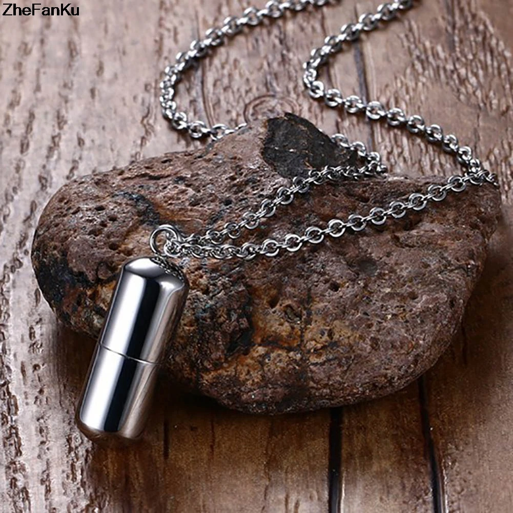 Chokers Necklace Keepsakes Cremation Urn Fashion Jewelry Kolye Mens Necklaces Stainless Steel Open Pills Medical Alert Pendant