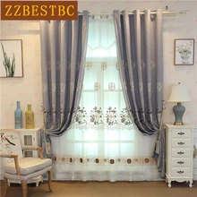 Chinese elegant luxury villa embroidered curtains for living room high quality Voile Curtain for bedroom kitchen hotel cafe