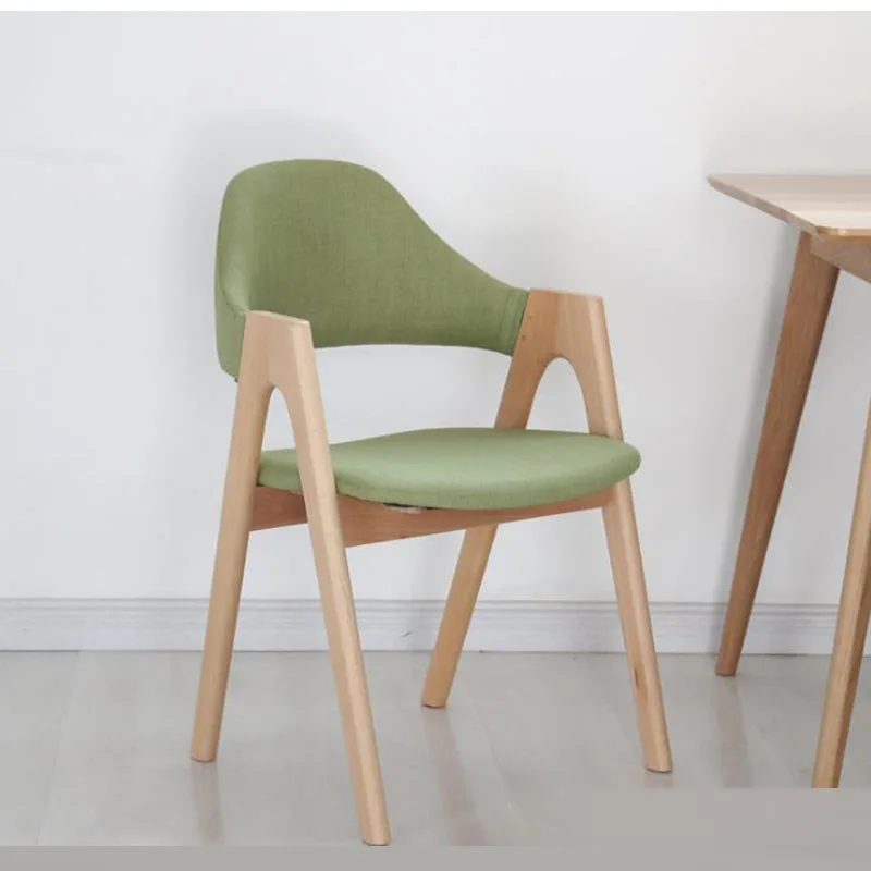 

European Ash Solid Wood Chair Dining Chair Backrest Fabric Casual Coffee Restaurant Computer Desk Beech Wood Chai
