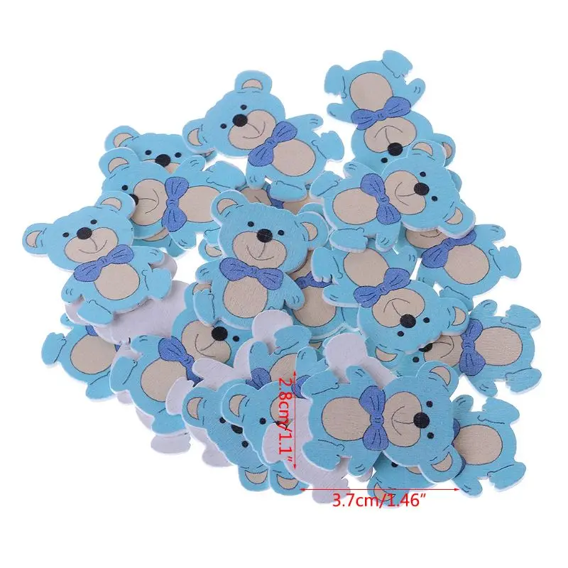 

25Pcs/Bag Laser Cut Wood Embellishment Colorful Wooden Bear Shape Craft Wedding Decor