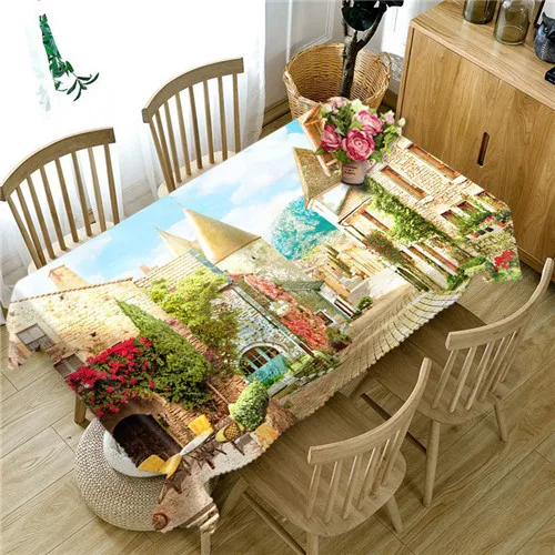 Горный водопад 3D Декоративная скатерть из хлопка и льна скатерть на обеденный стол крышка для Декор для кухни - Color: 13
