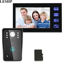 LESHP 7 дюймов Запись видео домофон дверной звонок с 8 г карты памяти сенсорный кнопки дистанционного разблокировать Ночное Видение