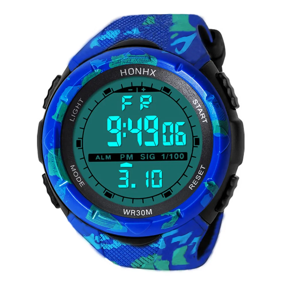 2019 Новая мода водостойкий мужской мальчик ЖК-цифровой секундомер Дата Резиновые Спортивные Наручные Часы Мальчики электронные часы