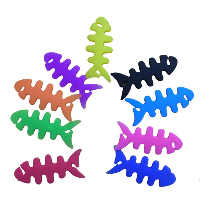 

Fishbone Winder Data Cable Mouse Headphones Mp3 Winder Phone Cable Protector Cable Winder Random Colour