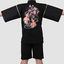 Мужской летний банный халат с шортами хлопковая юката кимоно, мужские японские традиционные пижамы, набор мужской домашней одежды 062507