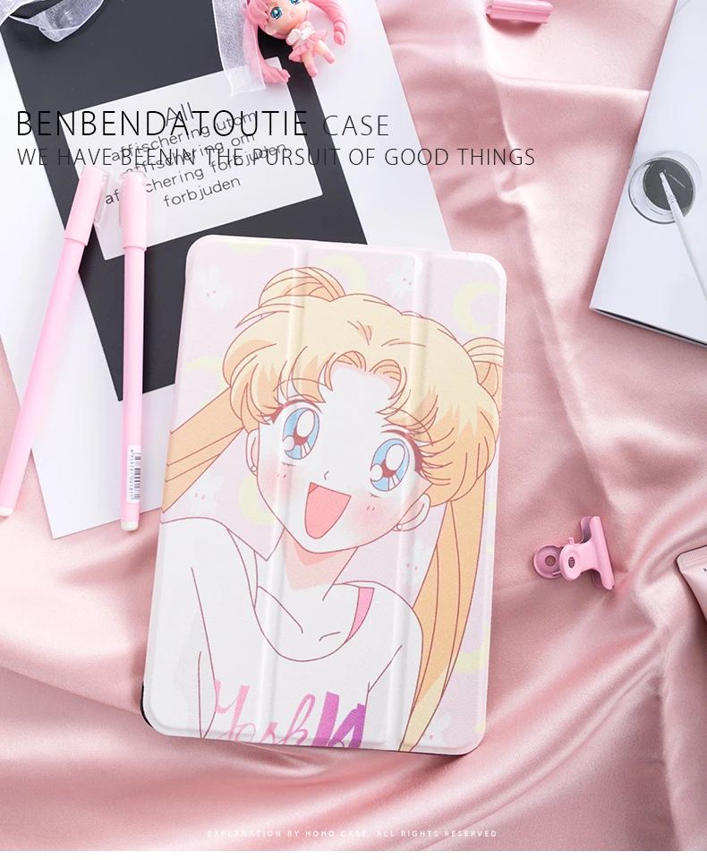 Sailormoon девушка с окошком для экрана для iPad Pro 9,7 11 air 10,5 10,2 12,9 мини-платье на возраст 2, 3, 4, 5, планшет чехол для нового iPad 9,7