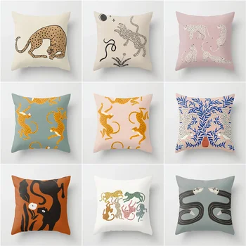 

New hot single-sided printing polyester home pillow cover sofa cushion cover Leopard Race Throw Pillow office chair pillowcase