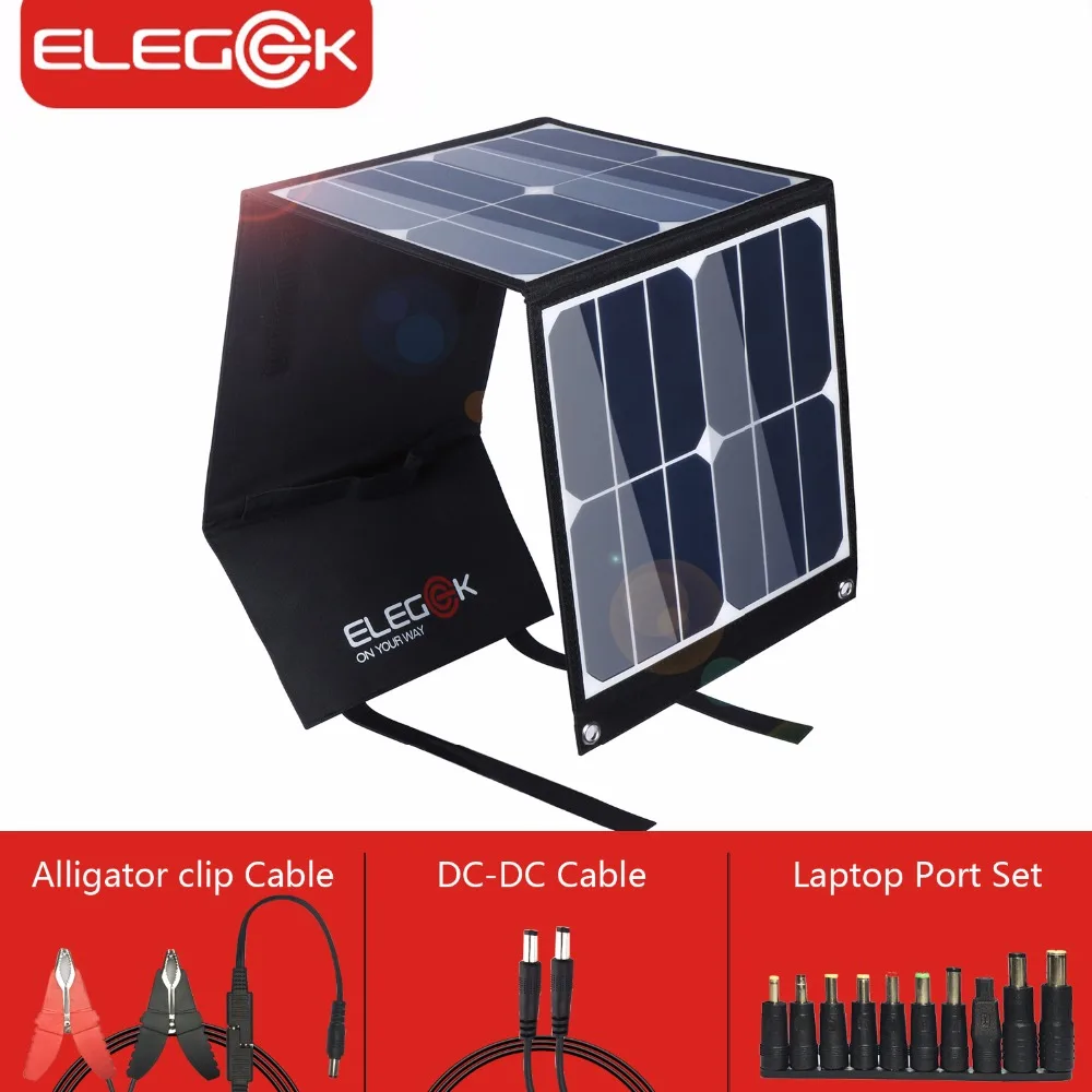 ELEGEEK 40 Вт Складная солнечная панель зарядное устройство 5 В/18 В DC Выход для 12 в автомобильный аккумулятор/портативный генератор/ноутбук