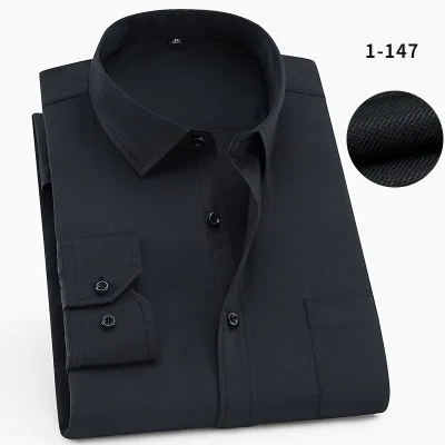 Мужская деловая рубашка большого размера с длинными рукавами, хлопок 6XL 7XL 8XL 9XL10XL, офисные рубашки, удобные, темно-синие, белые - Цвет: picture color