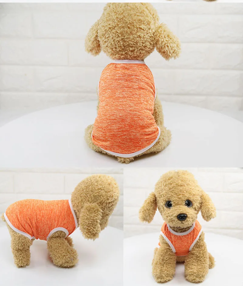 Summer Pet Clothes Casual Dog Vest T Shirt for Small Medium Dogs Comfortable Pure Color Cat Clothing Blue Gray Pink Orange Red